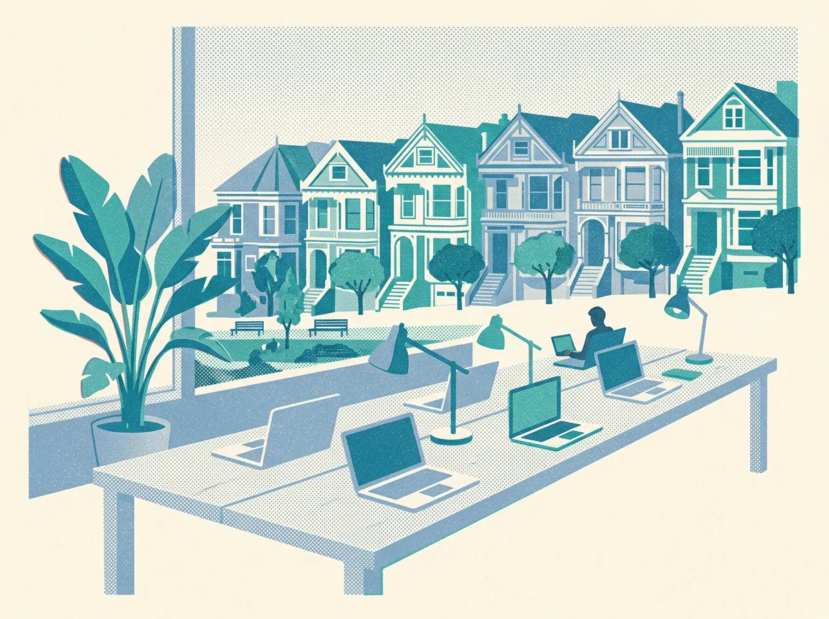 Illustration of coworking spaces in Hayes Valley