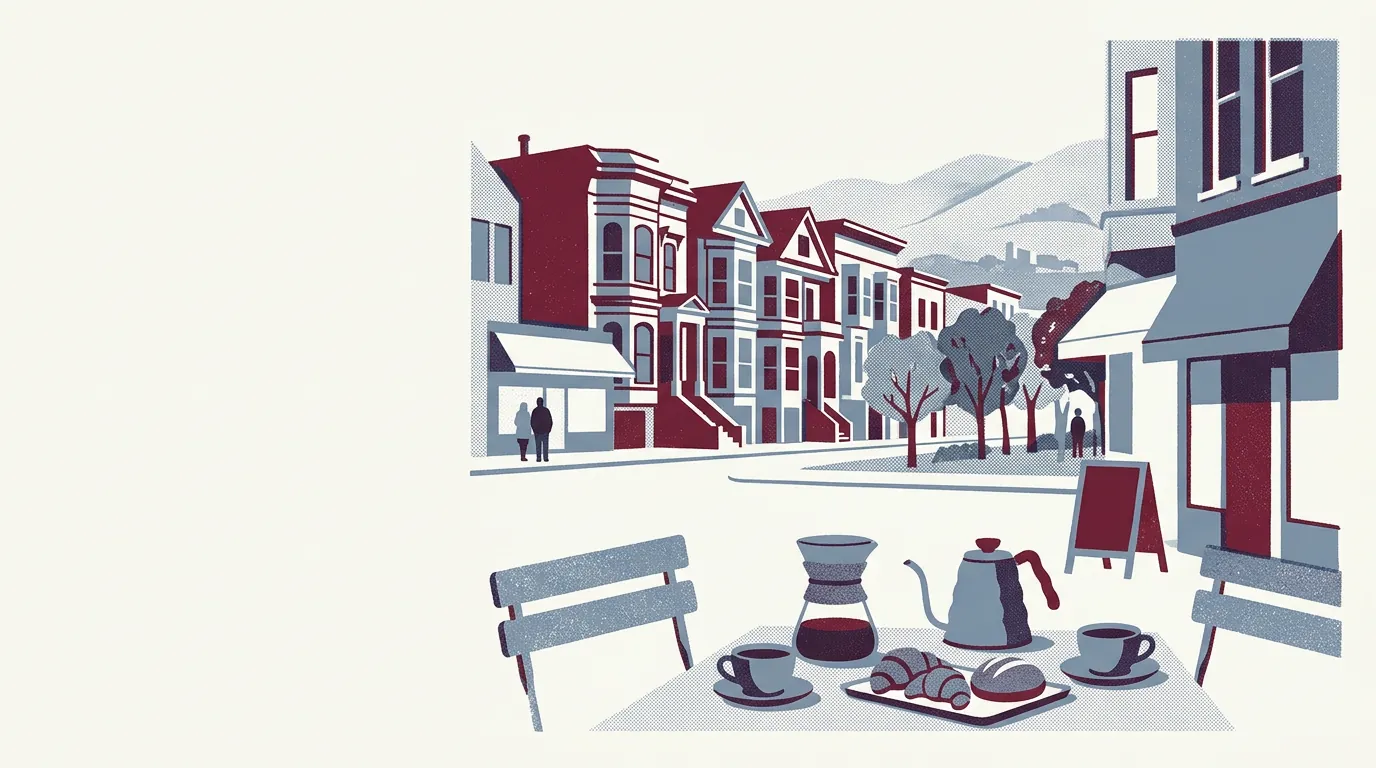 Illustration of coffee shops in Hayes Valley