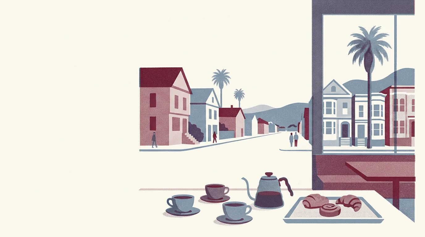 Illustration of coffee shops in the Mission