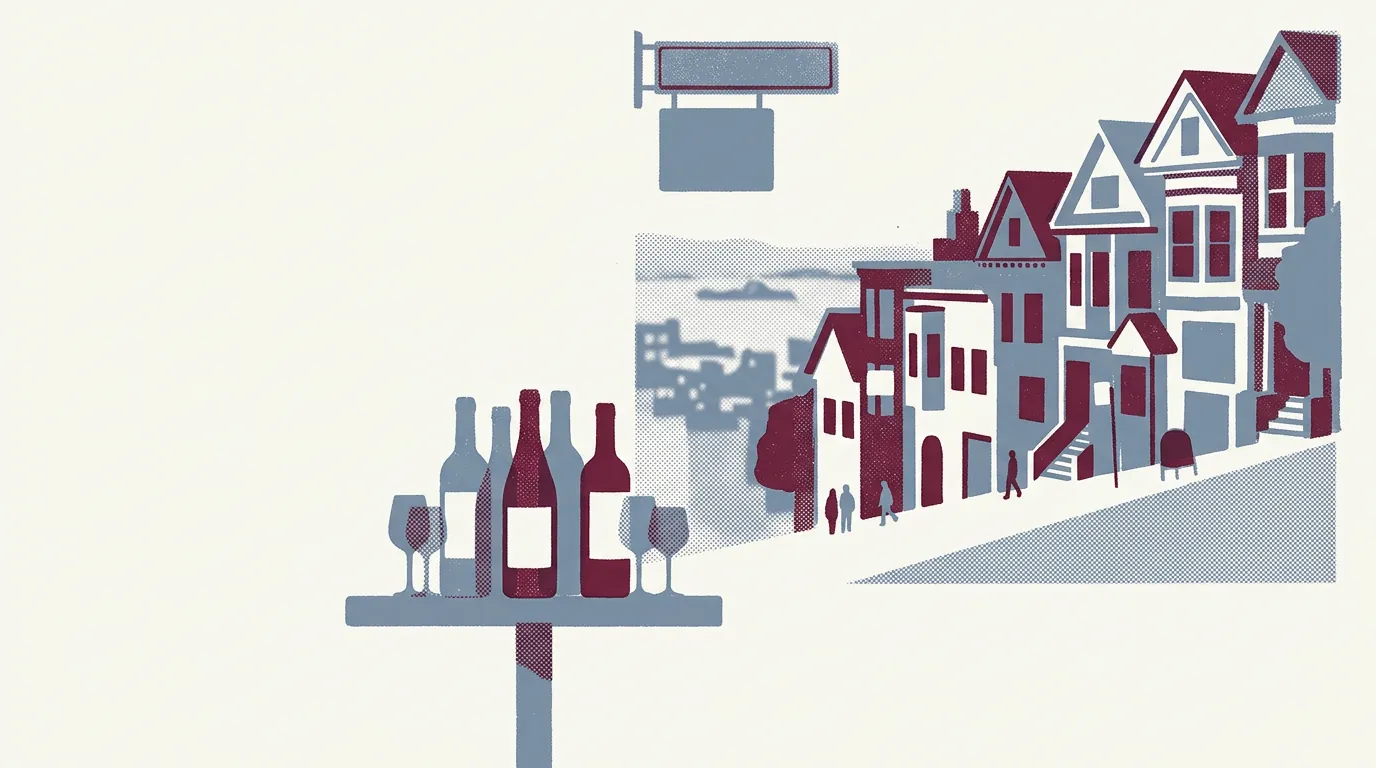 Illustration of wine bars in Russian Hill
