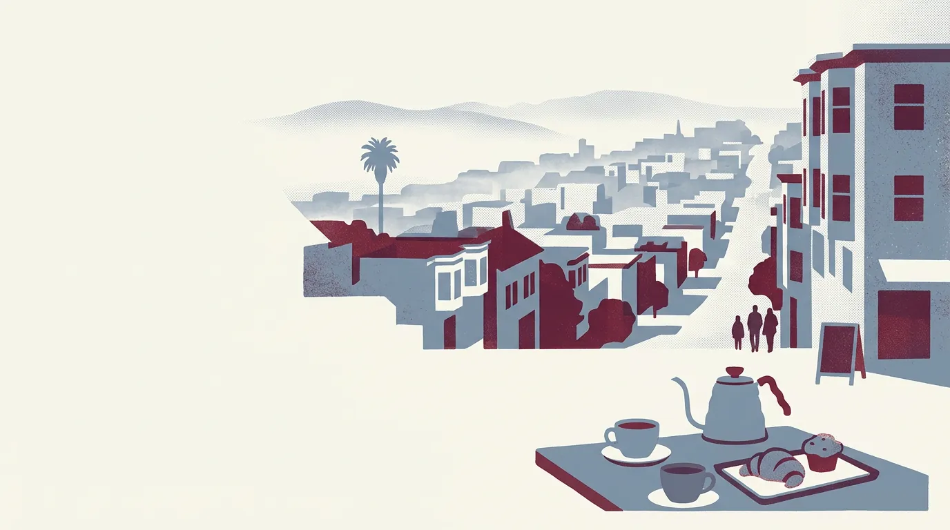 Illustration of coffee shops in San Francisco