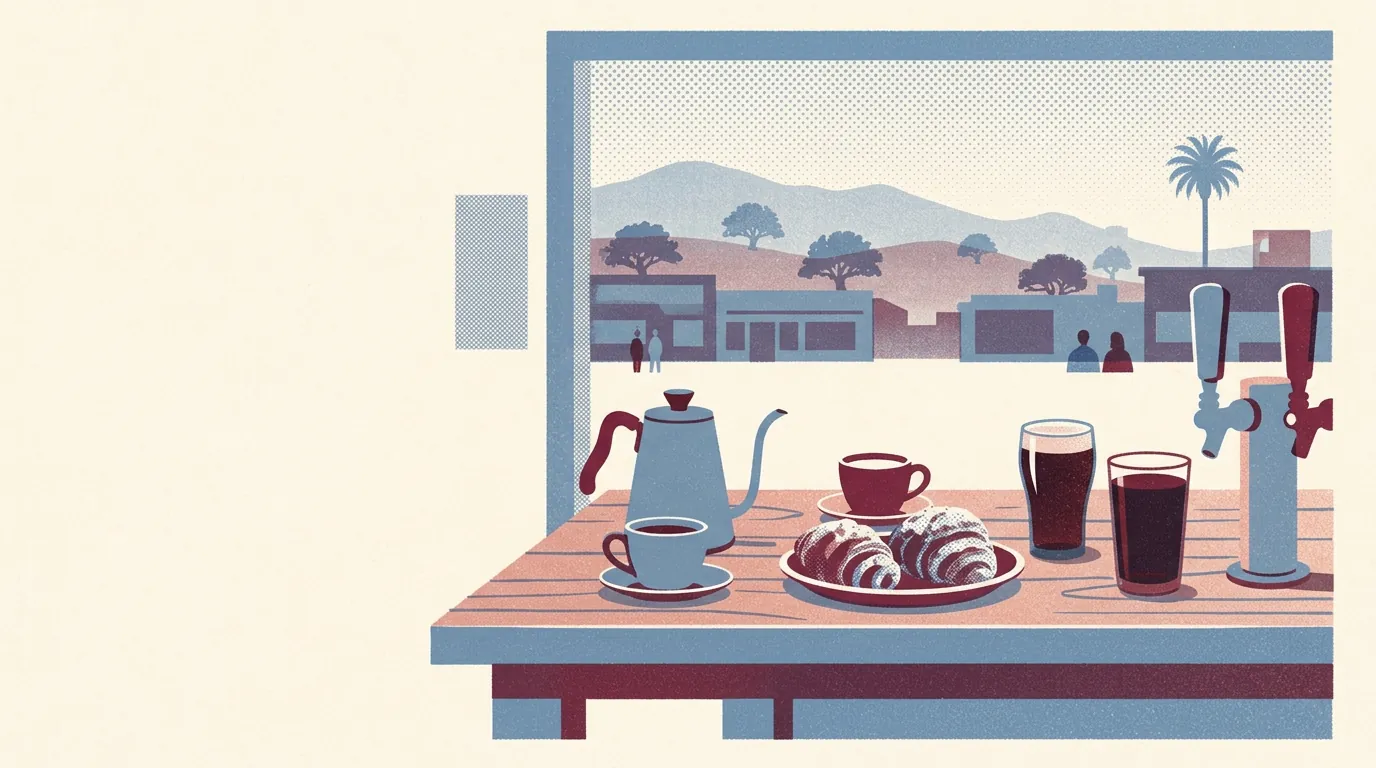 Illustration of coffee shops in Oakland