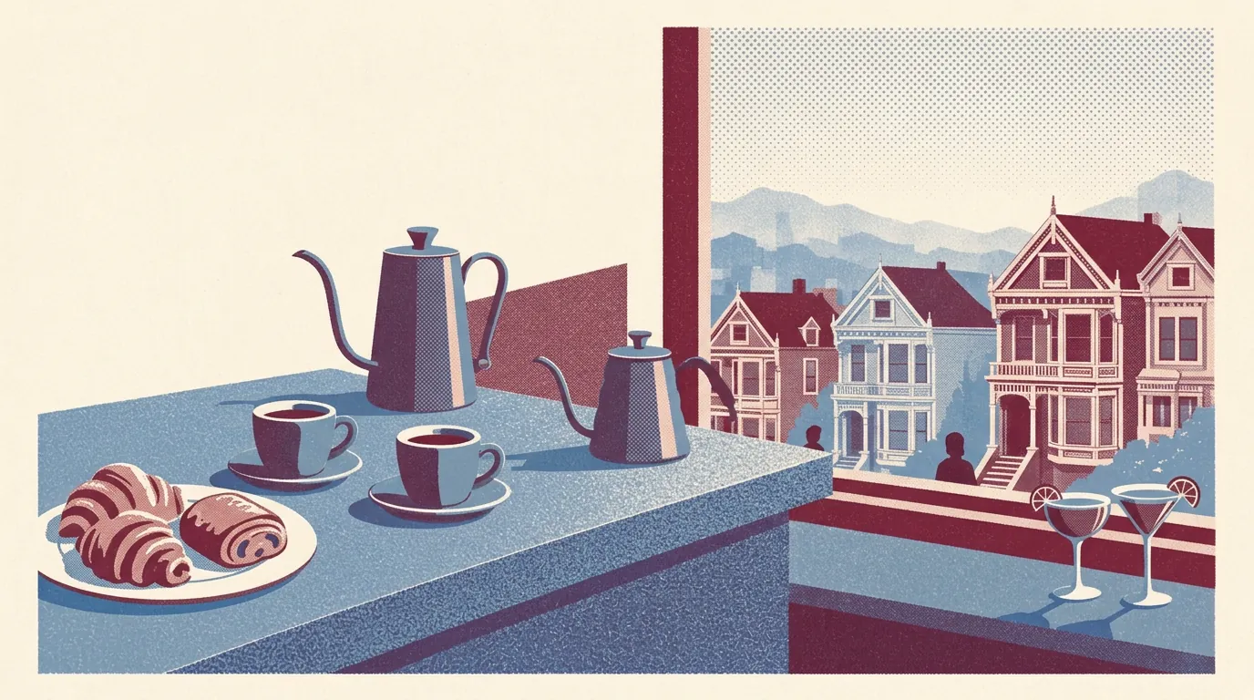 Illustration of coffee shops in San Francisco