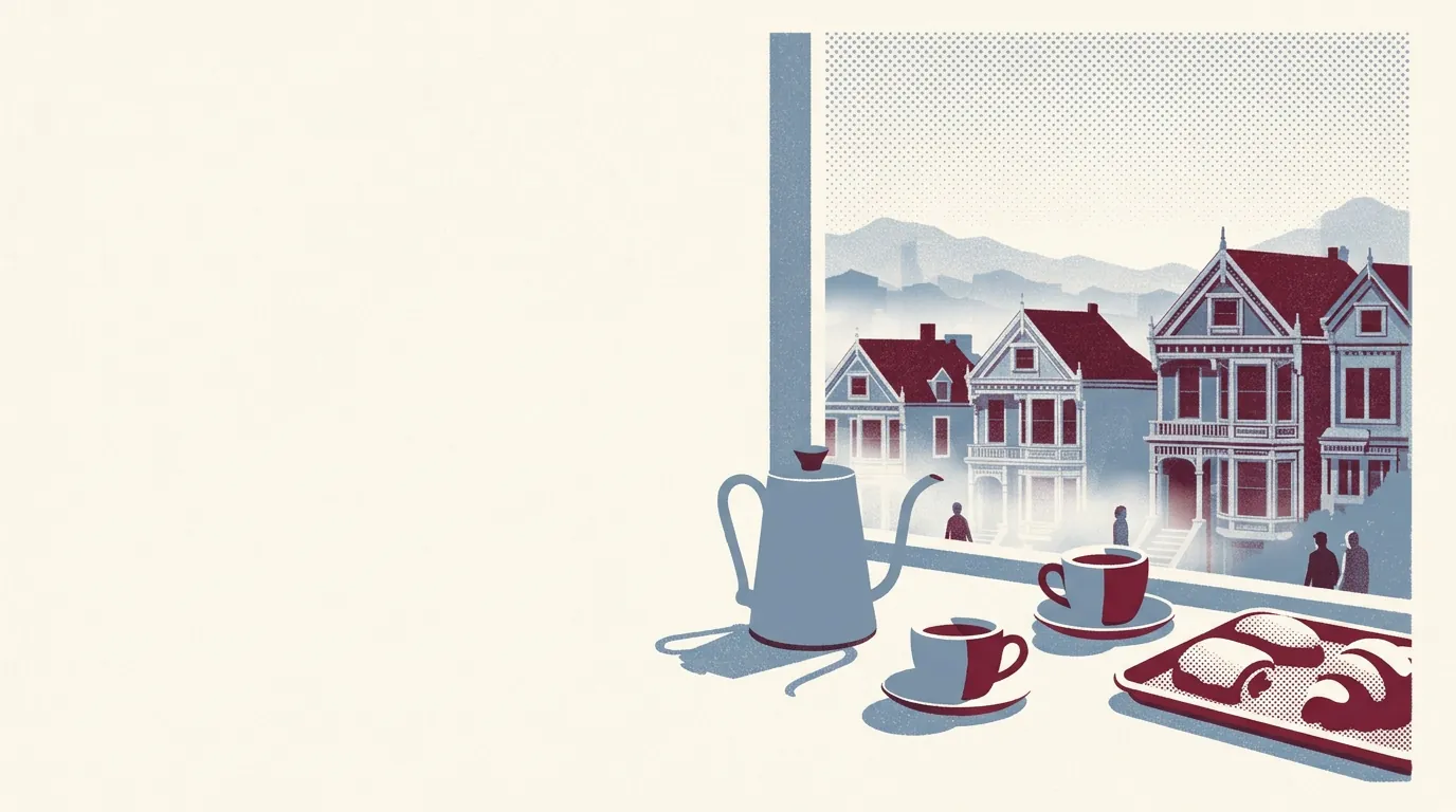 Illustration of coffee shops in San Francisco