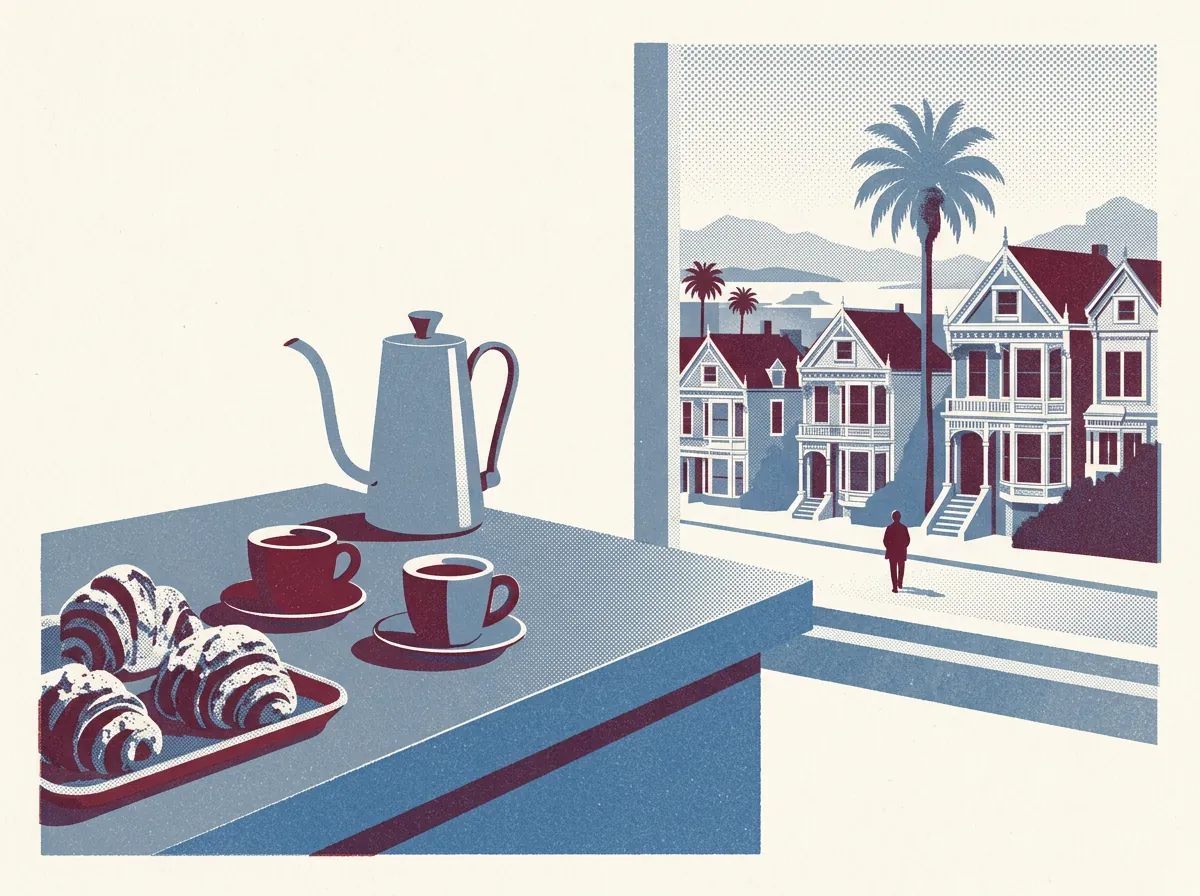 Illustration of coffee shops in the Mission