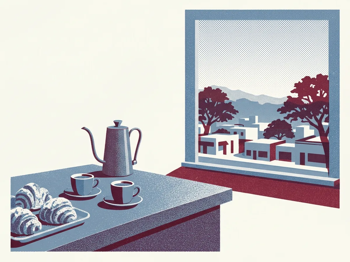 Illustration of coffee shops in Oakland