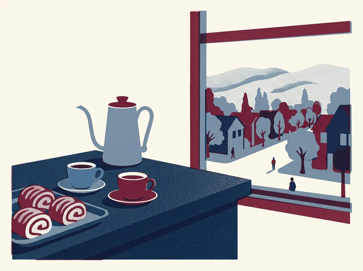Illustration of coffee shops in North Berkeley