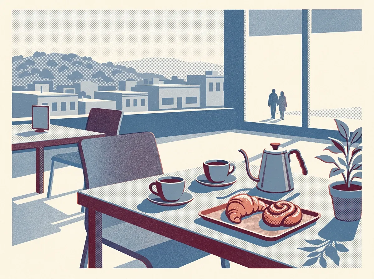 Illustration of coffee shops in Oakland