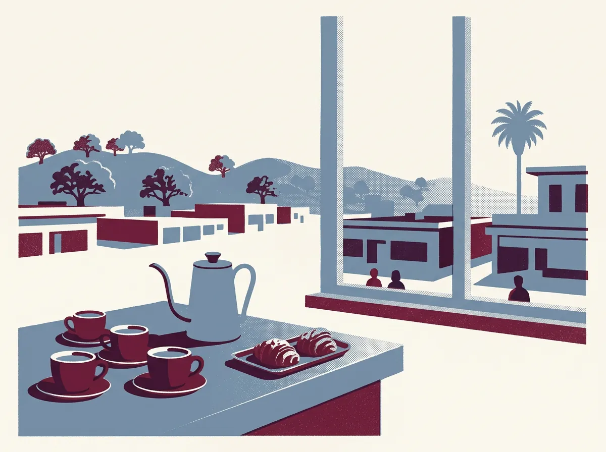 Illustration of coffee shops in Oakland