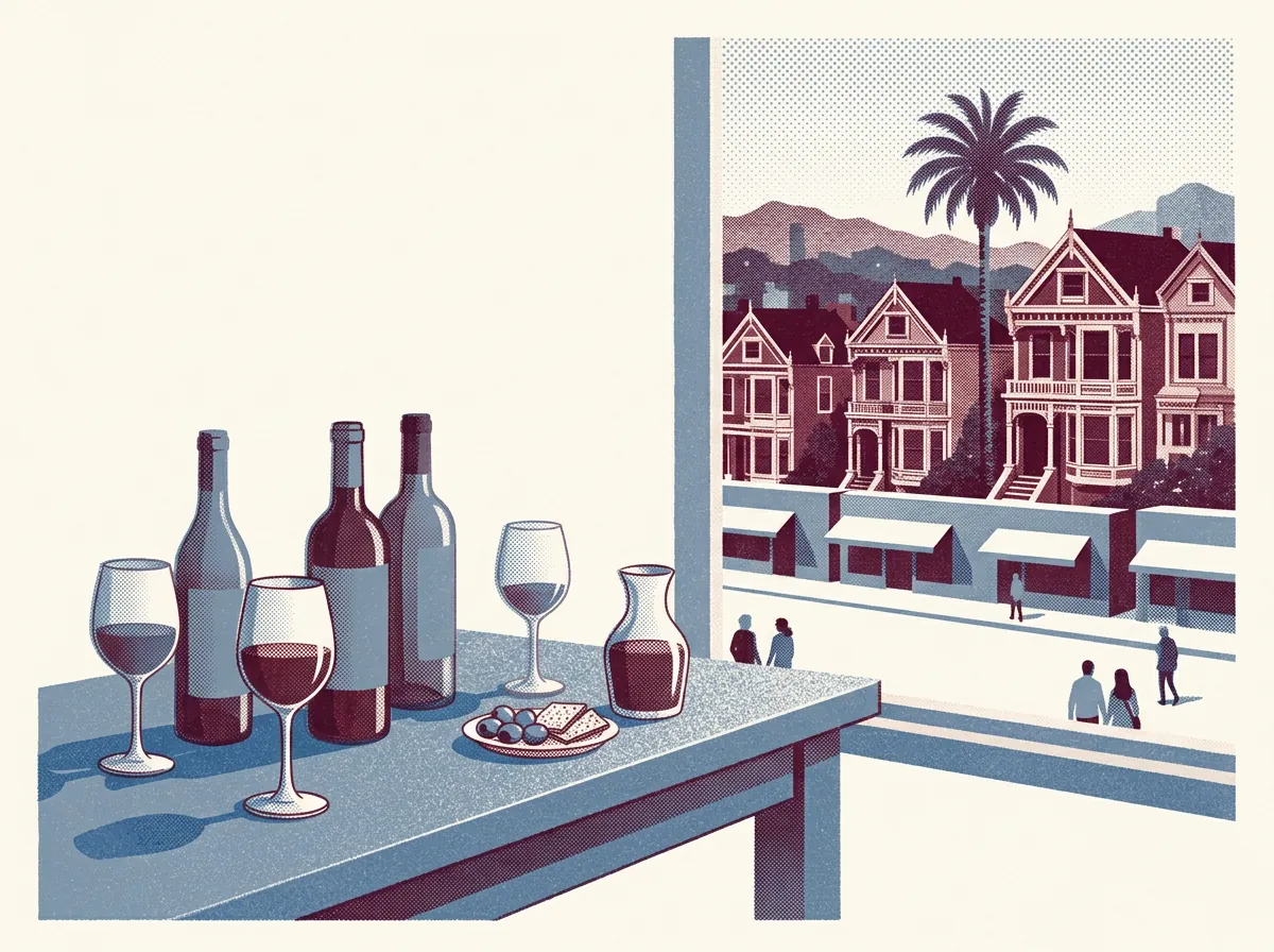 Illustration of wine bars in the Mission