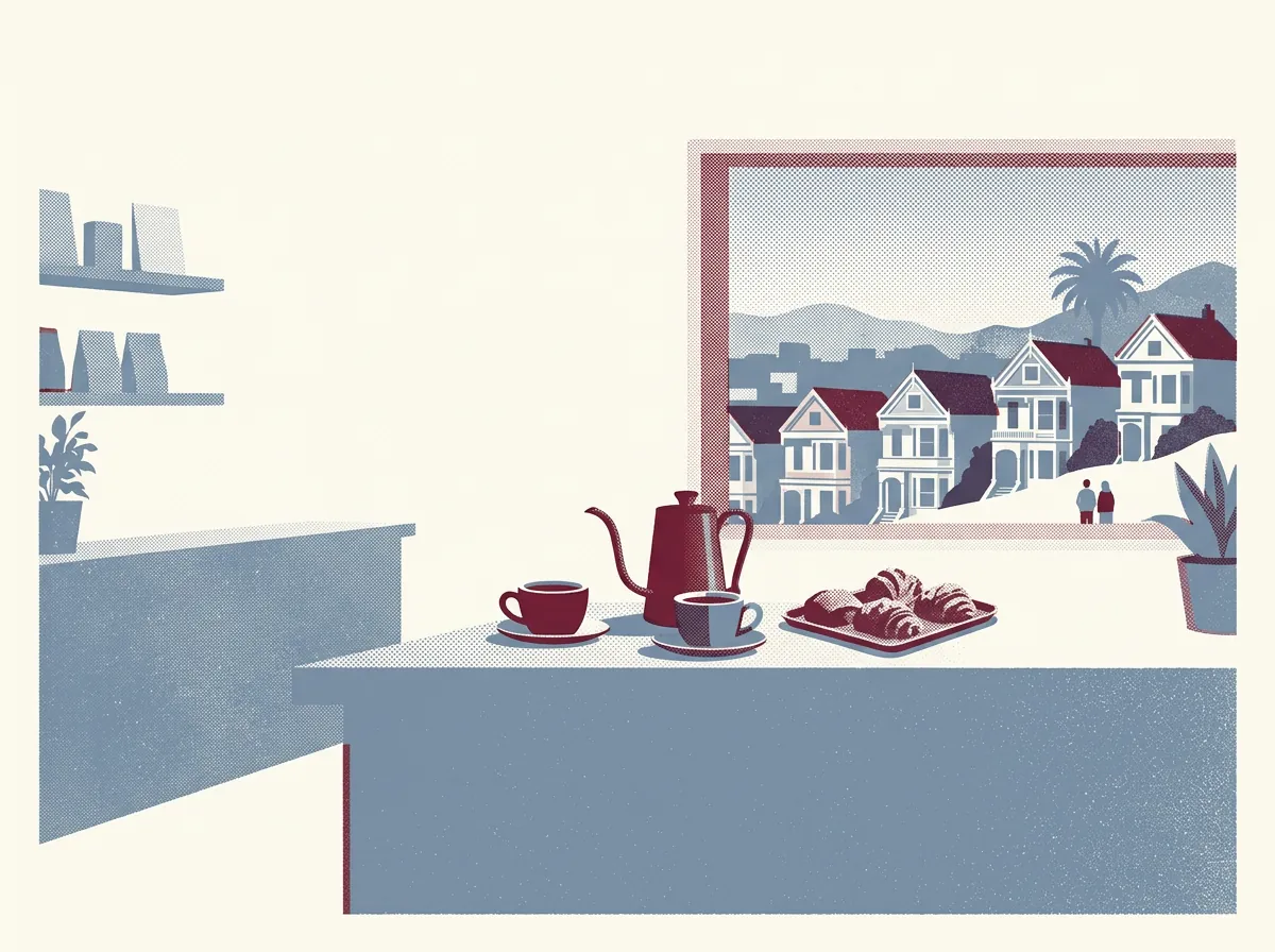 Illustration of coffee shops in Excelsior