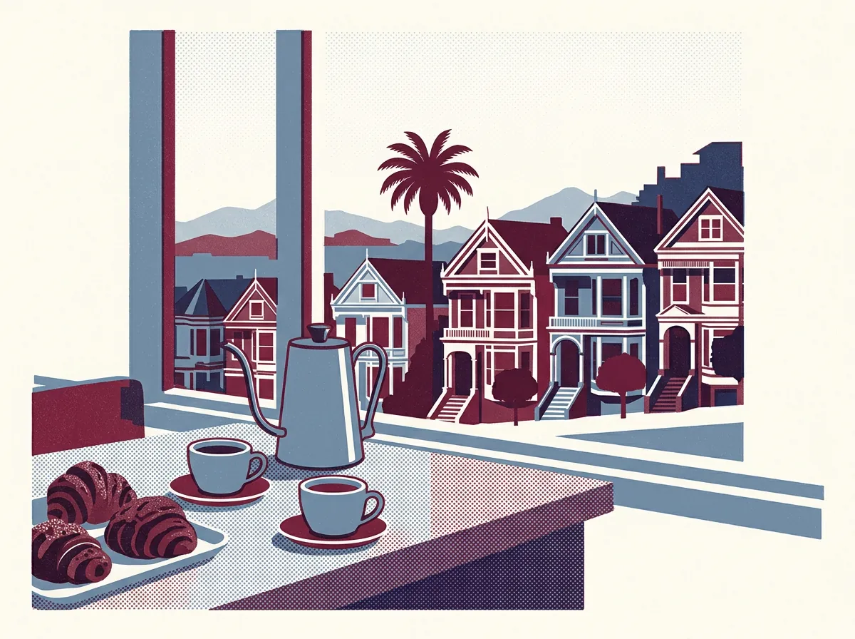 Illustration of coffee shops in Haight