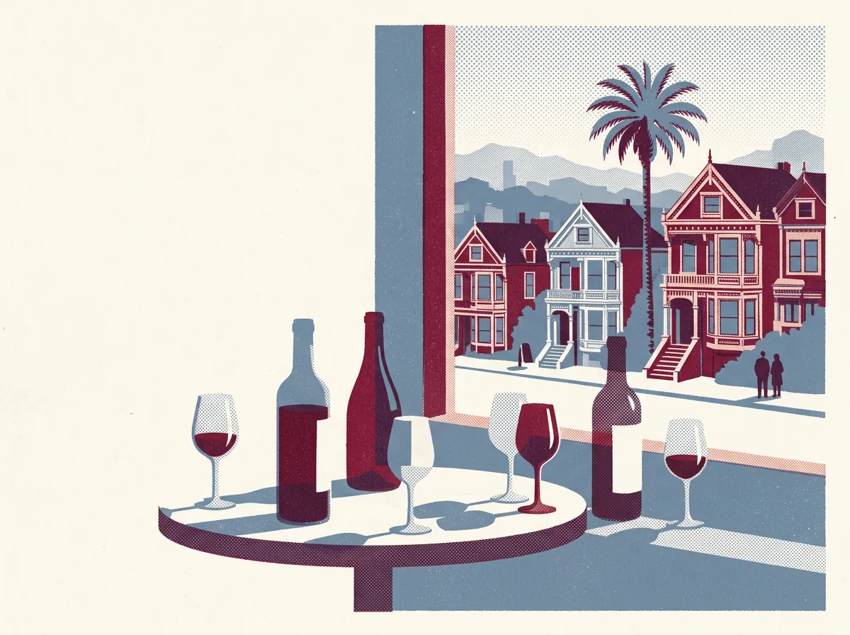 Illustration of wine bars in the Mission