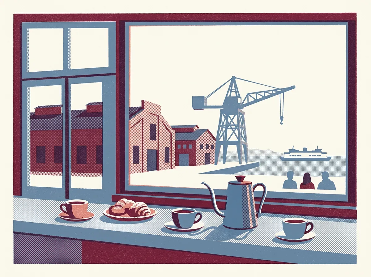 Illustration of coffee shops in Dogpatch