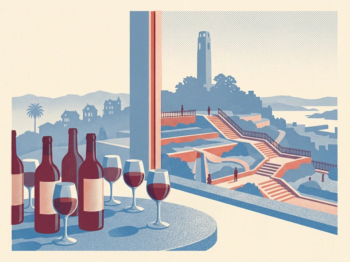 Illustration of wine bars in Potrero Hill