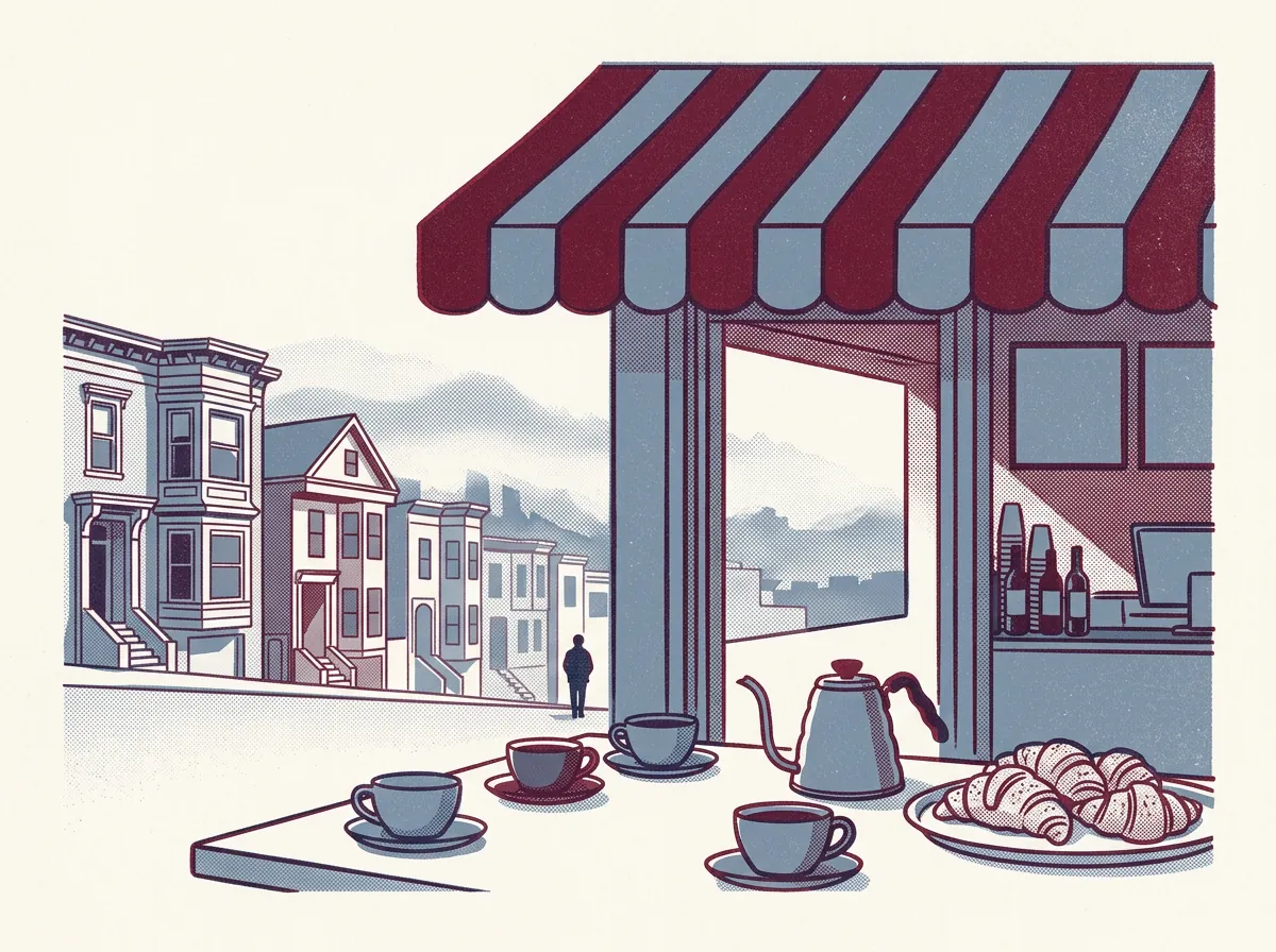 Illustration of coffee shops in San Francisco