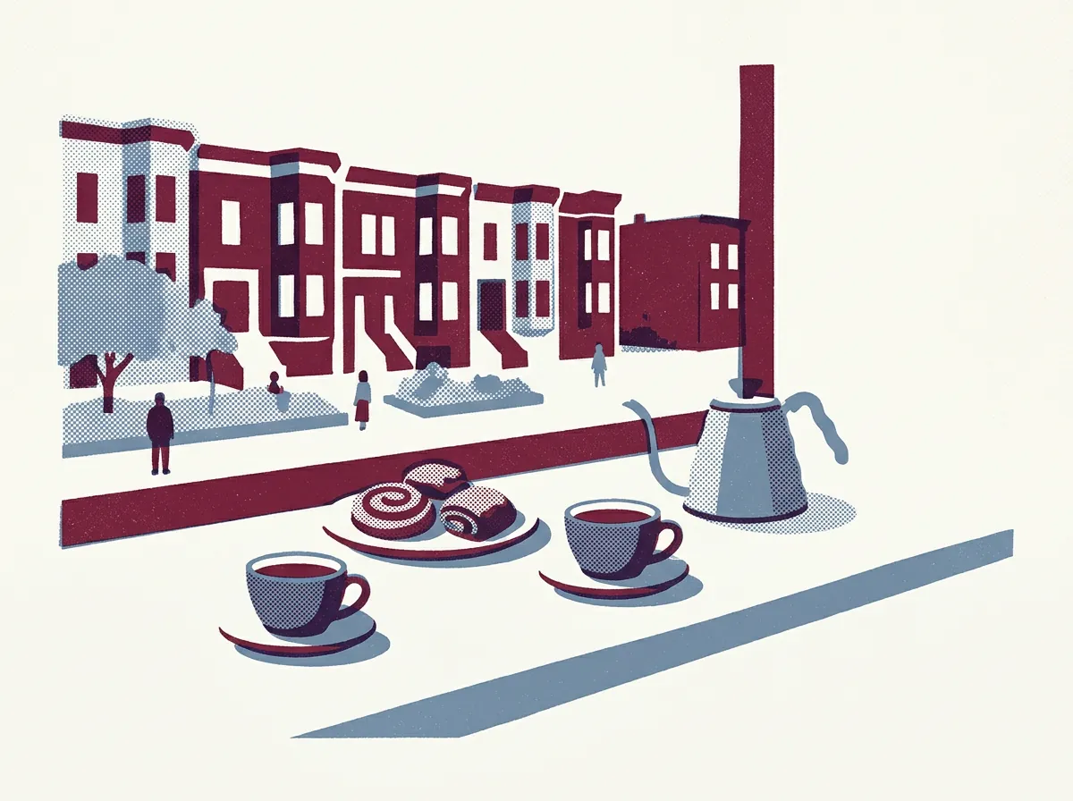 Illustration of coffee shops in Hayes Valley